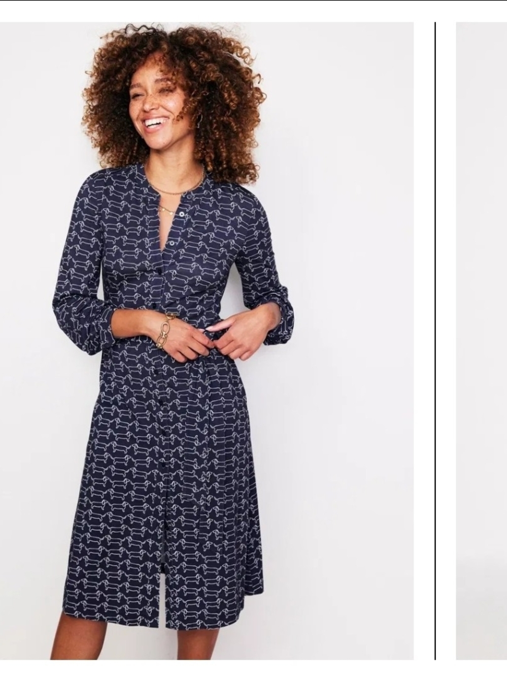 BODEN Julia Dachshund Midi Shirt Dress Size 12R